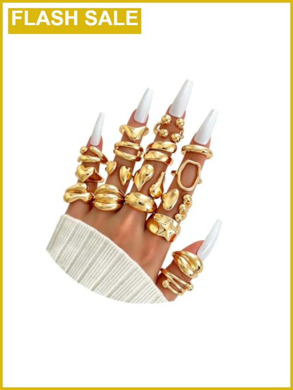 17 Piece Chunky Stackable Rings Set Dome Statement Rings Hypoallergenic Alloy